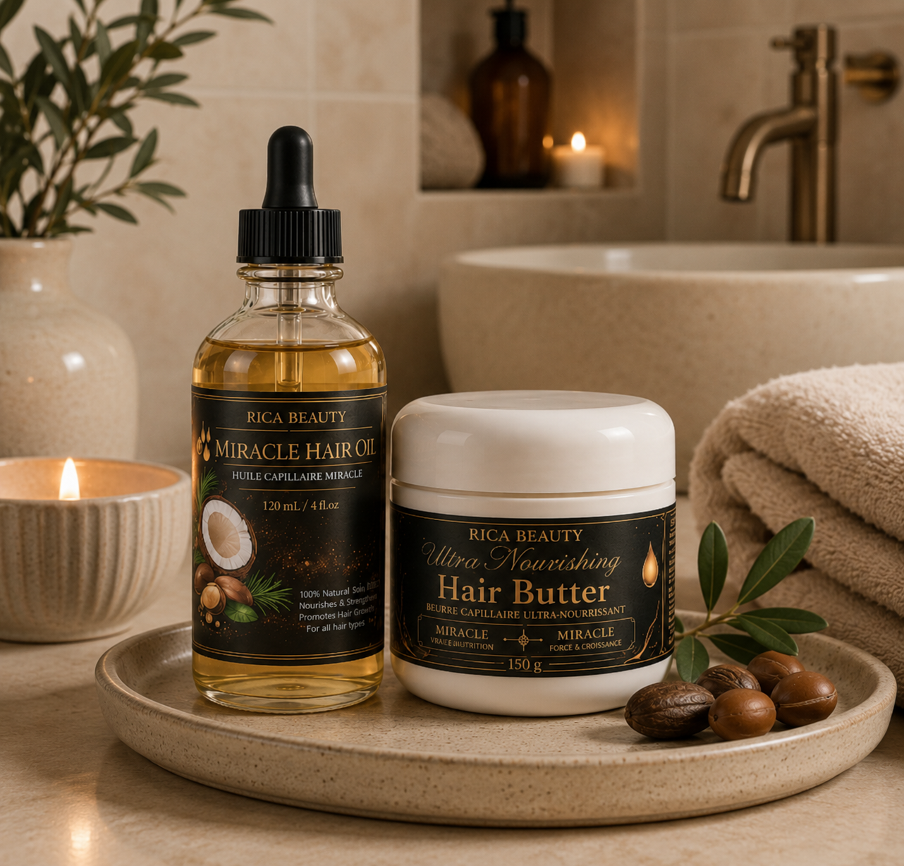 Duo Capillaire – Beurre Ultra Nourrissant & Huile Miracle | Rica Beauty